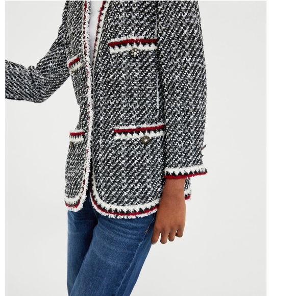 chanel style jacket zara